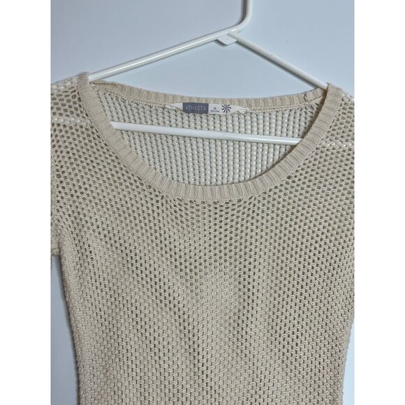 Athleta Cayla Cream Crochet Sweater Style Open Knit Swim Coverup Size XS Pockets - Picture 4 of 9